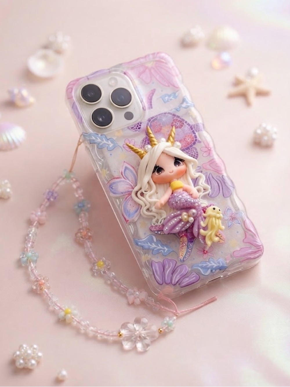 Custom made clay doll phone case Mermaid